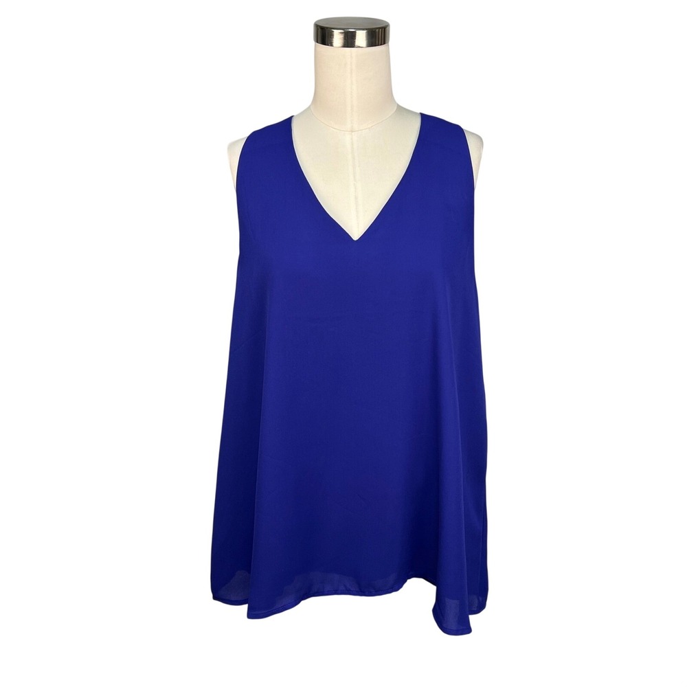 Banana Republic Royal Violet Blue Cross Back Size M V-Neck Sleeveless Shell Airy